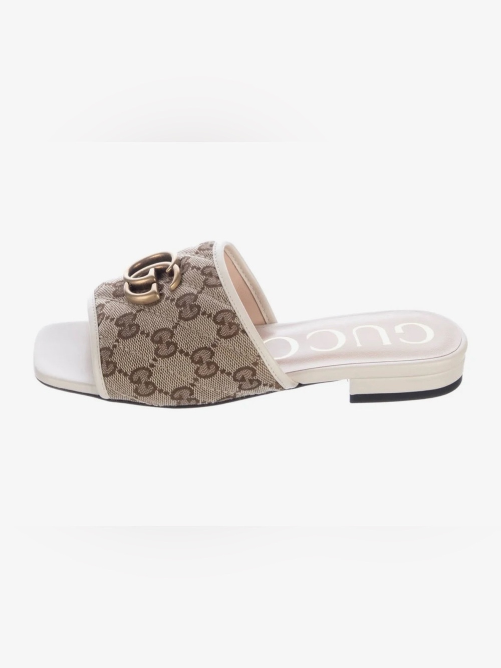 Gucci Beige GG Canvas Horsebit Slide Mule with Cream Trim
